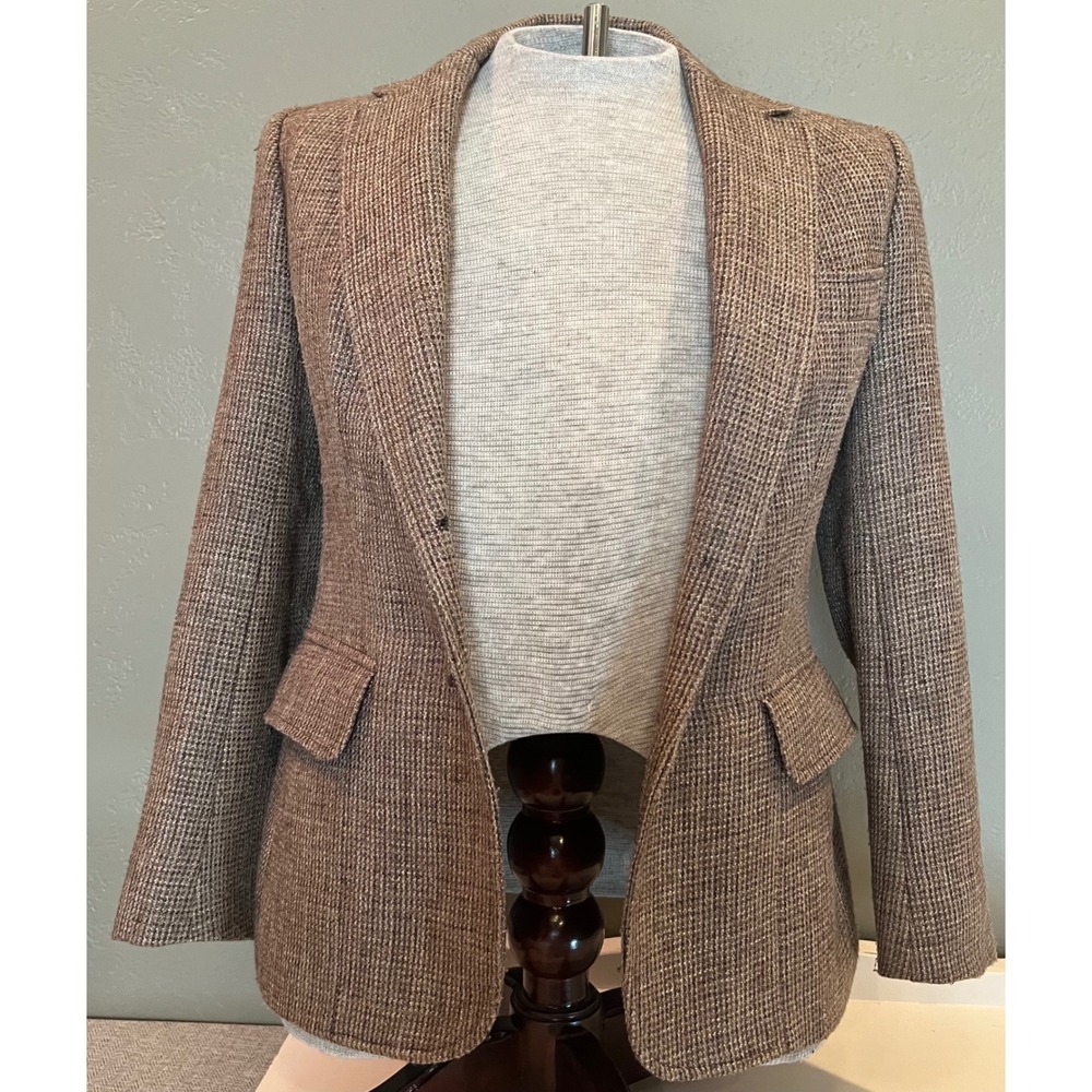 Evan-Picone Vintage Brown Tweed Blazer Jacket Women's Size 8 Made in USA ILGWU